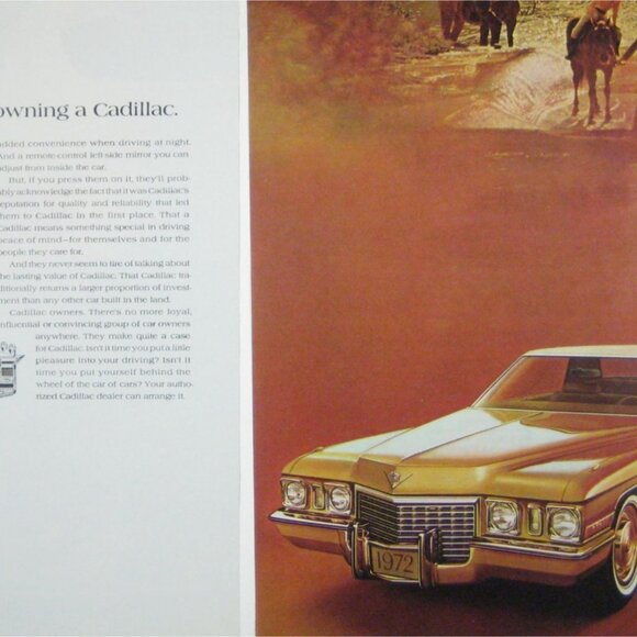 1972 Cadillac Advertisement Vintage GM Print Ad Desert Horses 2 Page - Picture 2 of 2